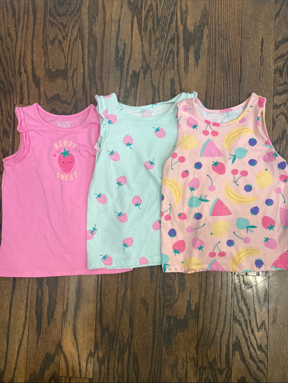 The Children's Place Pink, Mint & Pastel Fruit Print Tank Trio